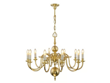 AMSTERDAM 10 ARMED CHANDELIER BIG - Brass chandelier by Patinas Lighting - view 3